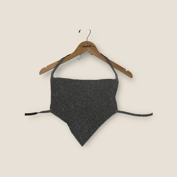 CuratedxEdit | Rhinestone Halter Top | OS | Silver - Picture 7 of 8